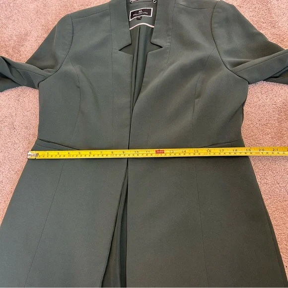 Melanie Lyne forest green long blazer coat open front clasp closure Sz 12 NWOT - Picture 9 of 12